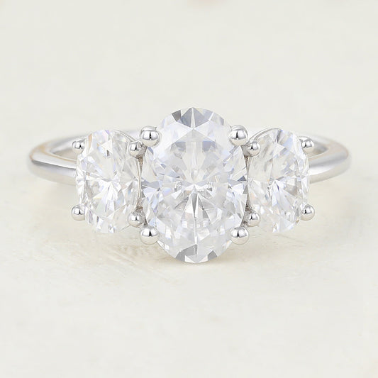1.91 CT Oval Three Stone Moissanite Engagement Ring