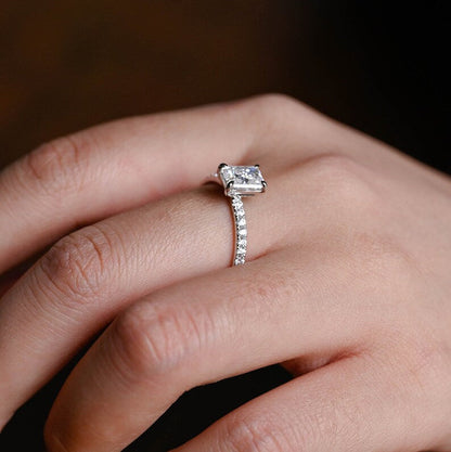 Stunning 1.0 - 2.0 CT Radiant Moissanite Engagement Ring with Pave Design 6