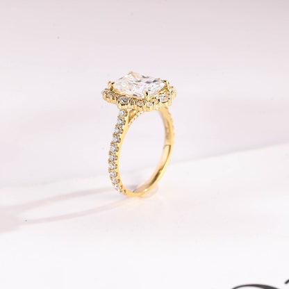 Stunning 1.5 - 2.5 CT Radiant Moissanite Engagement Ring with Pave & Halo Design 7
