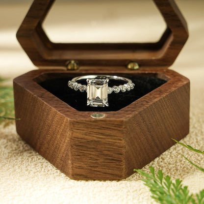 Stunning 1.0 - 2.0 CT Emerald Moissanite Engagement Ring with Hidden Halo Design 2