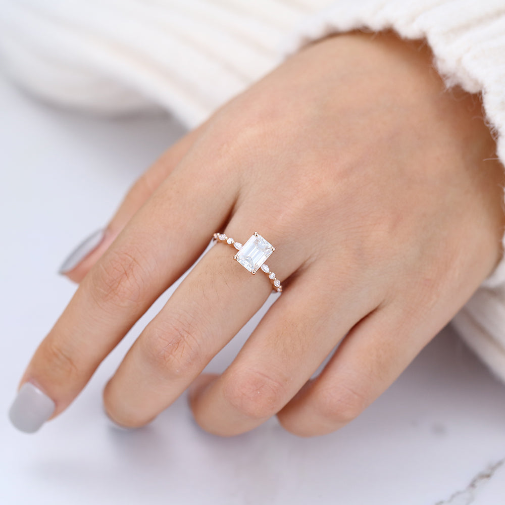 1.6 CT Emerald Pave Lab-Grown Diamond Engagement Ring