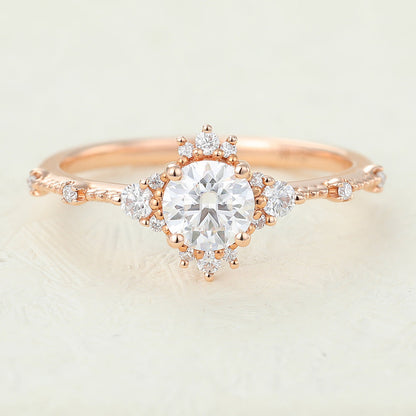 0.41 CT Round Cluster Moissanite Engagement Ring