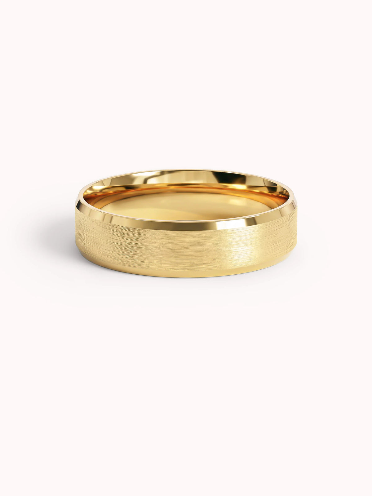 5mm Beveled Edge Wedding Band - Matte Brushed