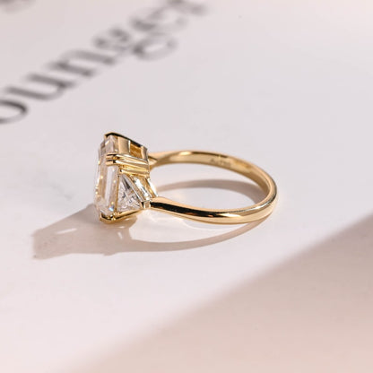 Stunning 1.0 - 2.0 CT Emerald Moissanite Engagement Ring with Three Stone Design 9