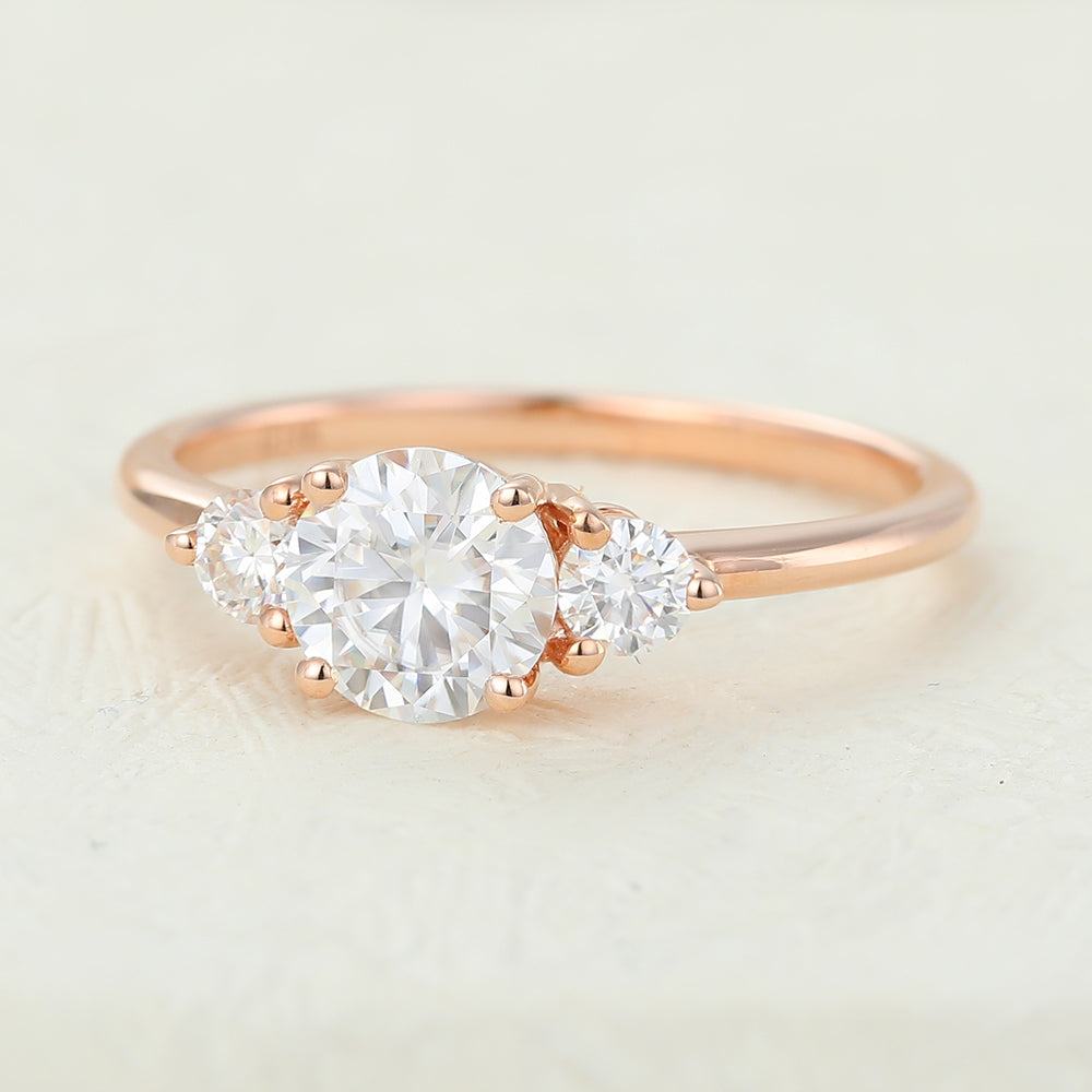 0.68 CT Round Three Stone Lab-Grown Diamond Engagement Ring