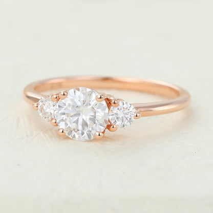 0.68 CT Round Three Stone Lab-Grown Diamond Engagement Ring