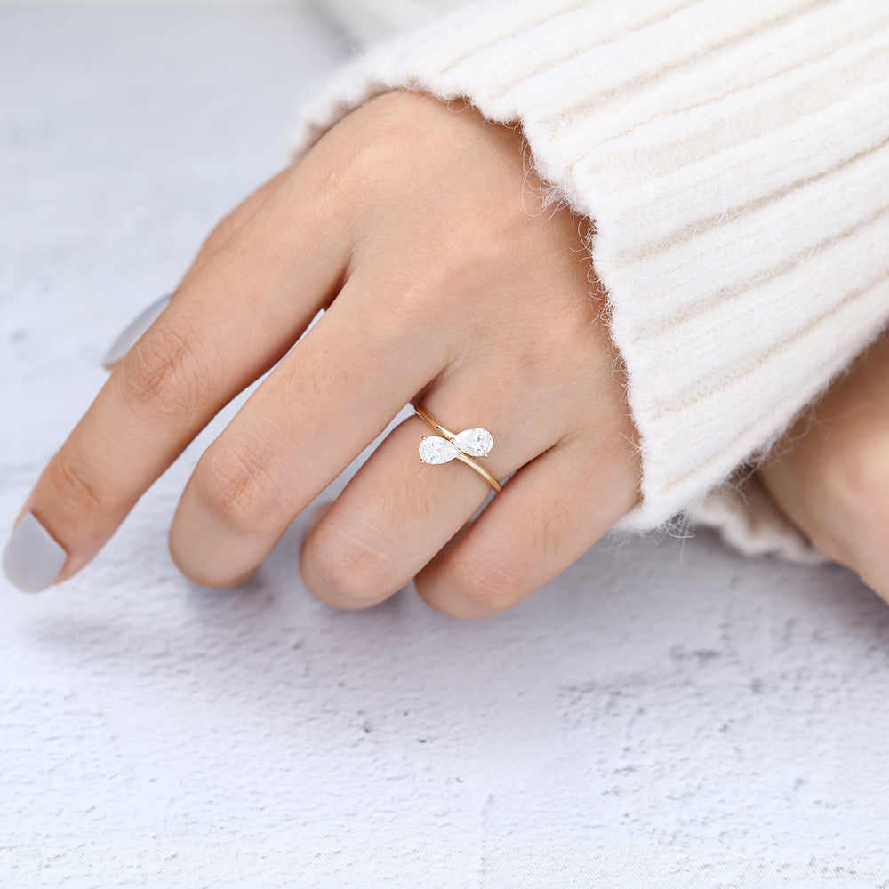 0.78 TCW Pear Toi Et Moi Lab-Grown Diamond Engagement Ring