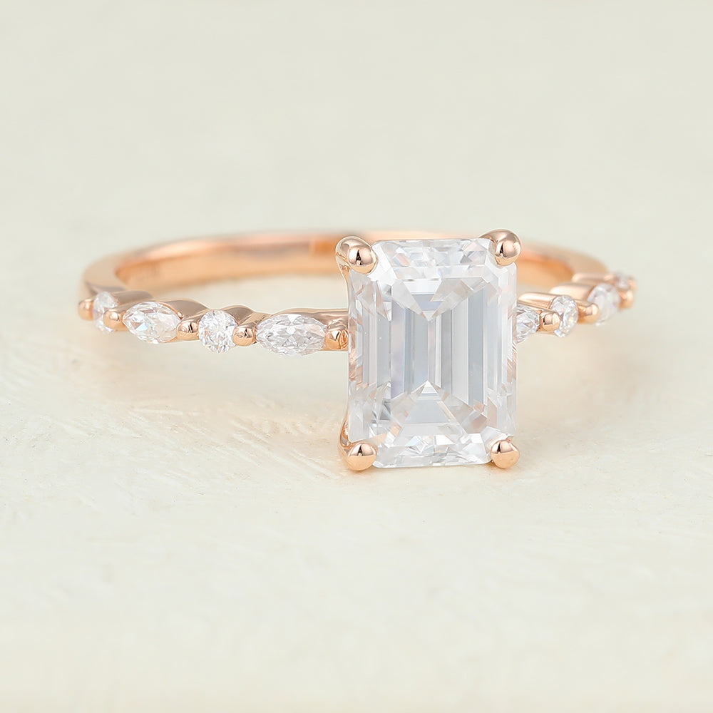 1.6 CT Emerald Pave Lab-Grown Diamond Engagement Ring