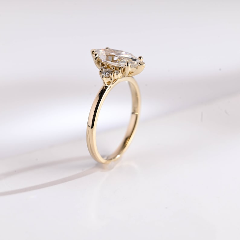 Stunning 1.0 - 2.0 CT Marquise Moissanite Engagement Ring with Cluster Design 8