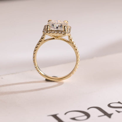 Stunning 1.5 - 2.5 CT Radiant Moissanite Engagement Ring with Pave & Halo Design 7