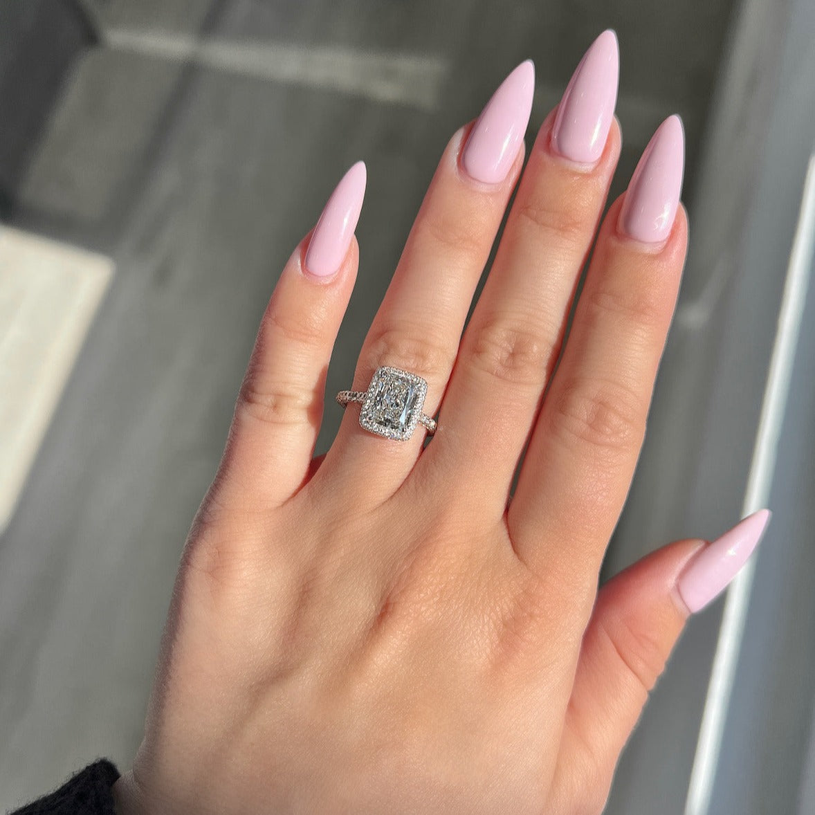 Stunning 2.03 CT Radiant Moissanite Engagement Ring with Halo & Pave Design 1