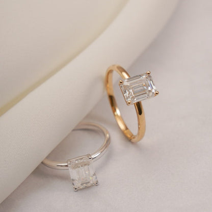 Stunning 1.0 - 2.0 CT Emerald Moissanite Engagement Ring with Solitaire Design 5