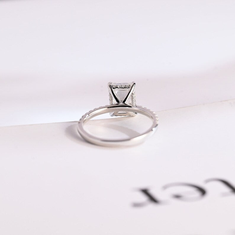 Stunning 1.0 - 2.0 CT Emerald Moissanite Engagement Ring With Hidden Halo Design 10
