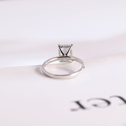 Stunning 1.0 - 2.0 CT Emerald Moissanite Engagement Ring With Hidden Halo Design 10