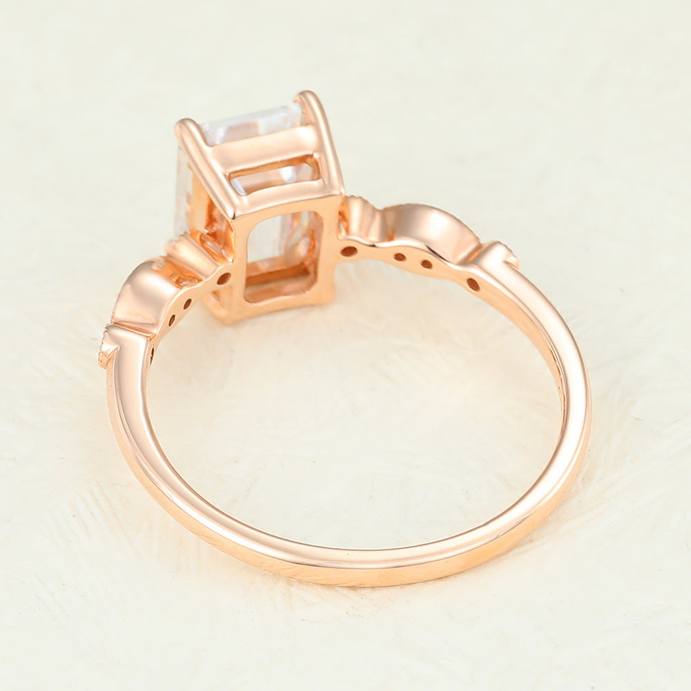 1.6 CT Emerald Milgrain Pave Lab-Grown Diamond Engagement Ring