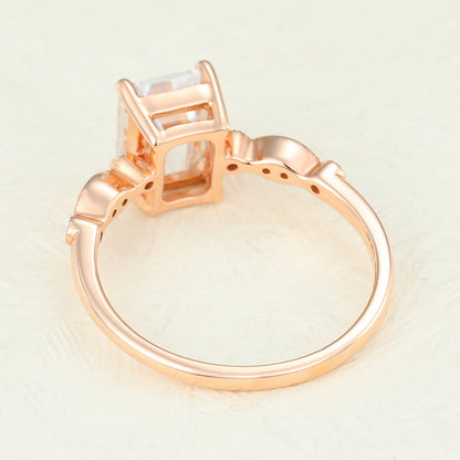 1.6 CT Emerald Milgrain Pave Lab-Grown Diamond Engagement Ring