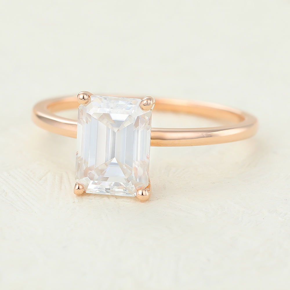 1.6 CT Emerald Solitaire Lab-Grown Diamond Engagement Ring