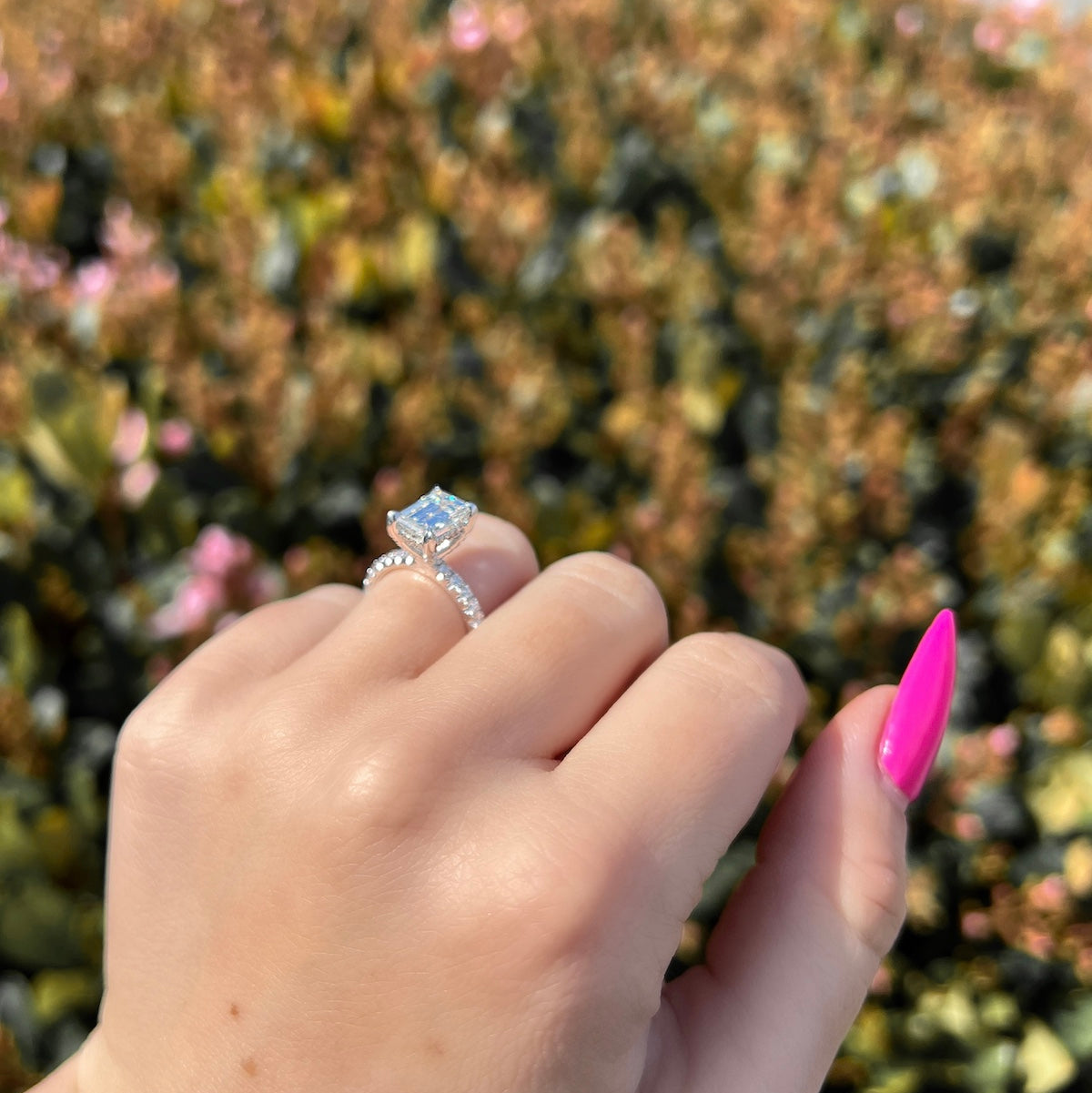 Stunning 1.73 CT Emerald Moissanite Engagement Ring with Hidden Halo & Pave Design 3