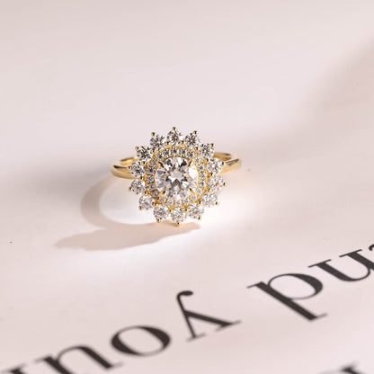 Stunning 0.5 - 1.5 CT Round Moissanite Engagement Ring with Double Halo Design 1