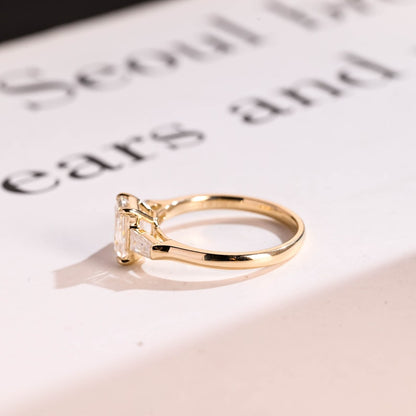 Stunning 1.0 - 2.0 CT Emerald Moissanite Engagement Ring with Three Stone Design 10