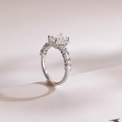 Stunning 1.0 - 2.0 CT Emerald Moissanite Engagement Ring with Pave Design 5