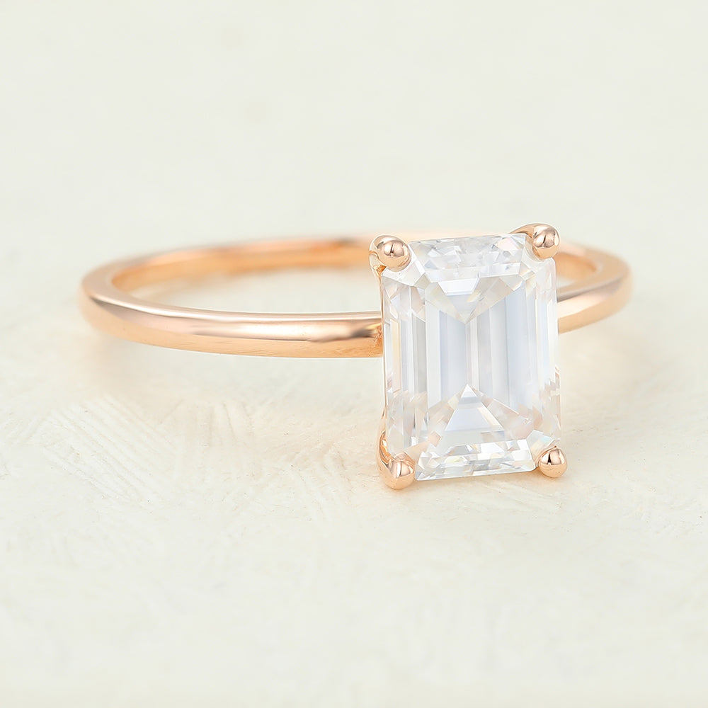 1.6 CT Emerald Solitaire Lab-Grown Diamond Engagement Ring