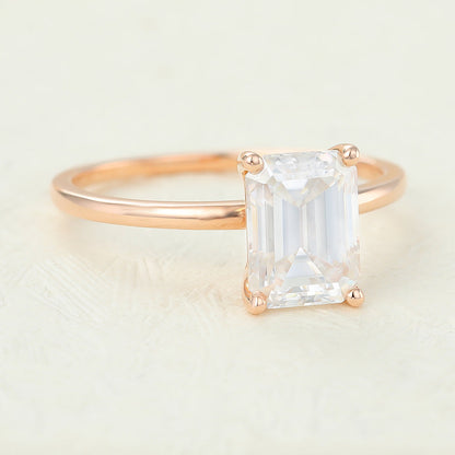 1.6 CT Emerald Solitaire Lab-Grown Diamond Engagement Ring