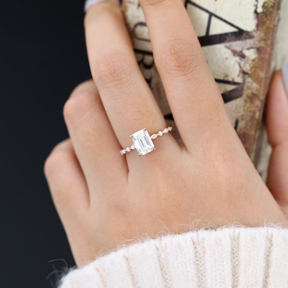 1.6 CT Emerald Pave Lab-Grown Diamond Engagement Ring