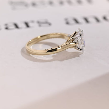 Stunning 1.0 - 2.0 CT Marquise Moissanite Engagement Ring Solitaire Style 9