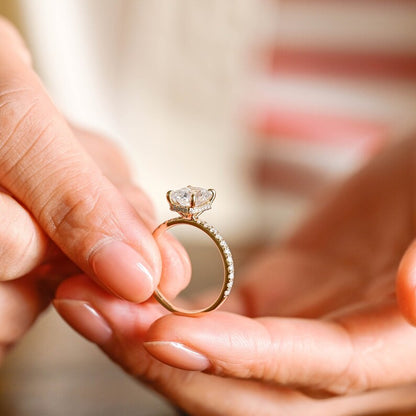 Stunning 1.0 - 2.0 CT Radiant Moissanite Engagement Ring with Pave & Hidden Halo Design 4