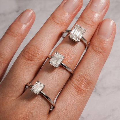 Stunning 1.0 - 2.0 CT Emerald Moissanite Engagement Ring with Solitaire Design 9