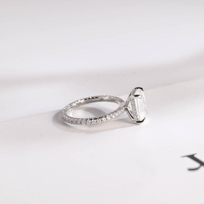 Stunning 1.0 - 2.0 CT Emerald Moissanite Engagement Ring with Hidden Halo Design 4