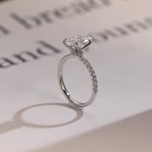 Stunning 1.0 - 2.0 CT Marquise Moissanite Engagement Ring with Pave Design 5