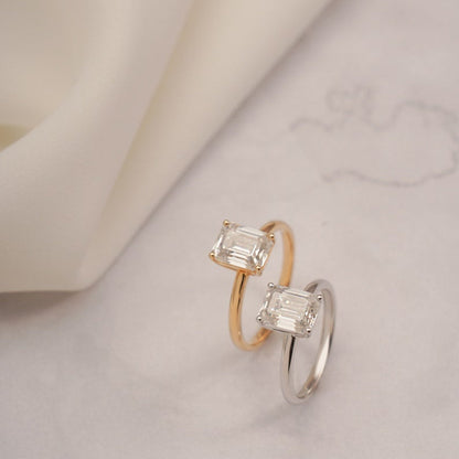 Stunning 1.0 - 2.0 CT Emerald Moissanite Engagement Ring with Solitaire Design 3
