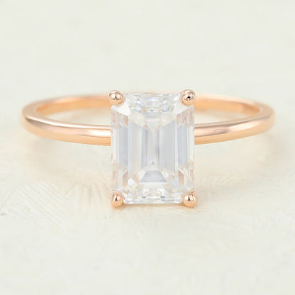 1.6 CT Emerald Solitaire Lab-Grown Diamond Engagement Ring