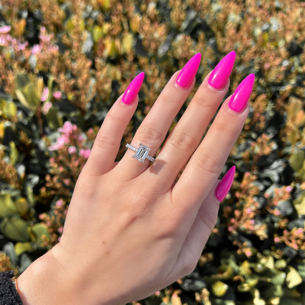 Stunning 1.73 CT Emerald Moissanite Engagement Ring with Hidden Halo & Pave Design 1